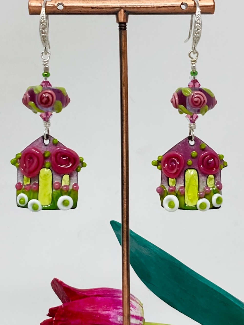 Lampwork beaded earrings